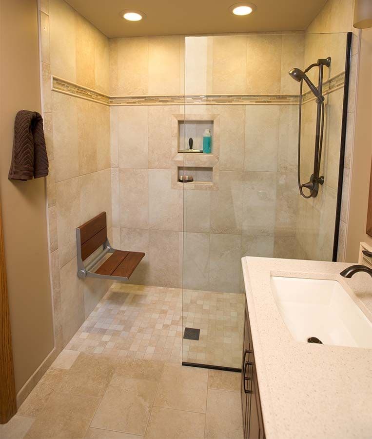 Accessible shower with multiple grab bars