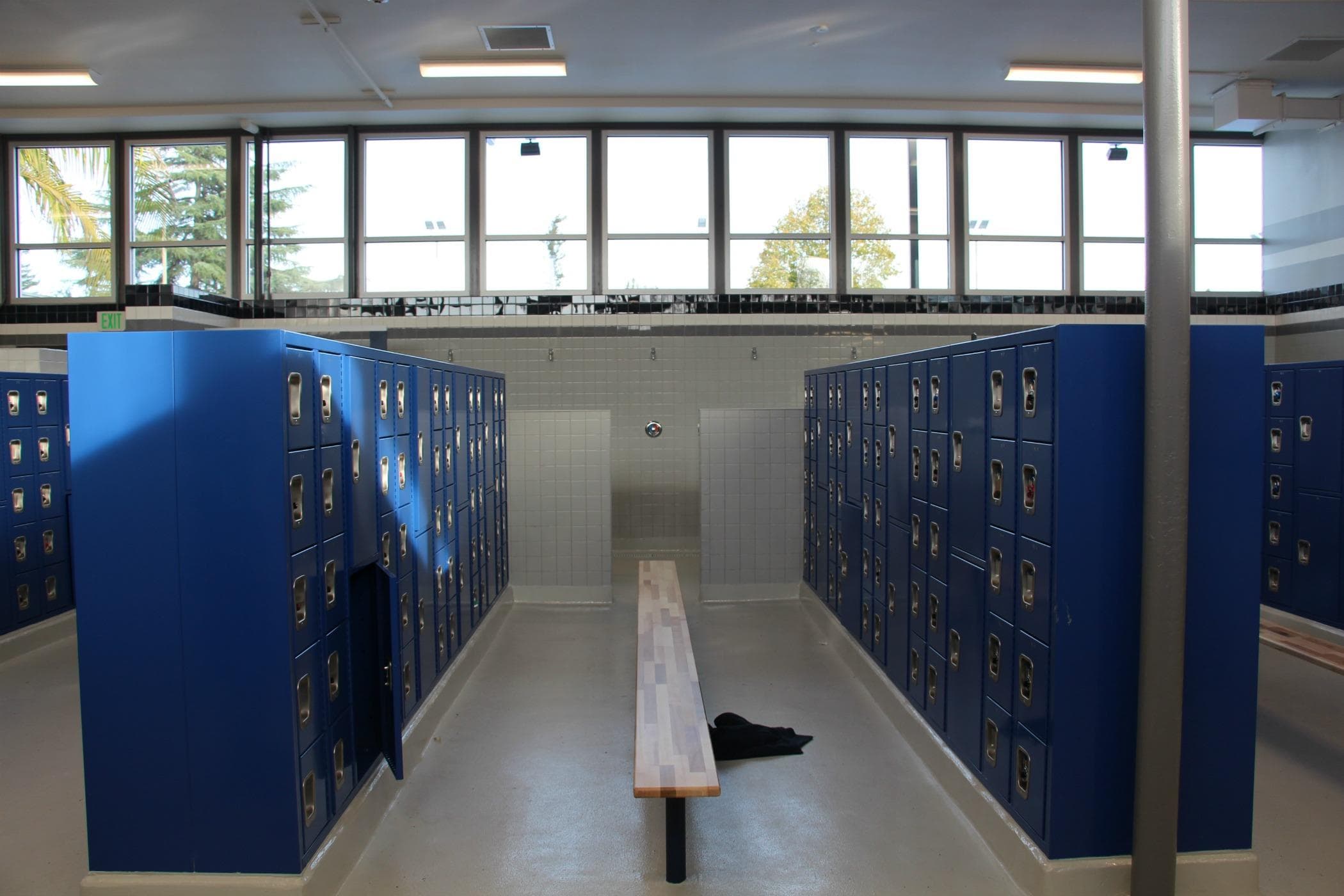 Athletic facility shower and changing areas