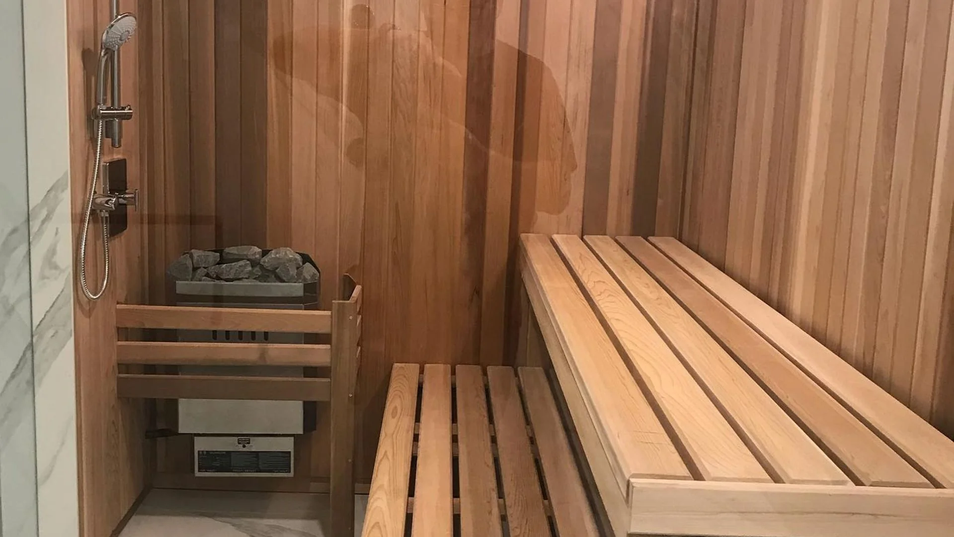 Traditional Finnish sauna interior