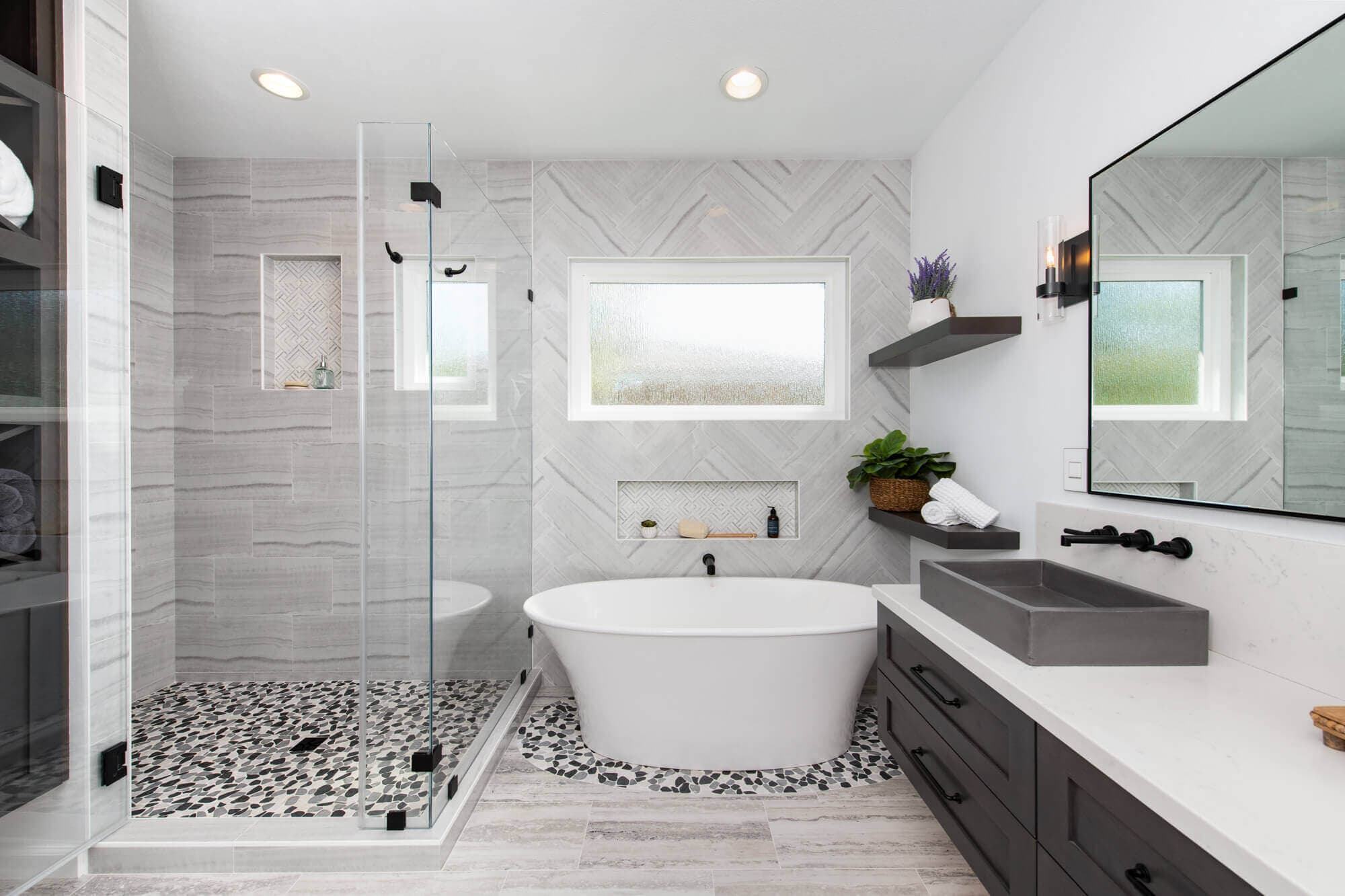 Luxury shower with multiple spray heads