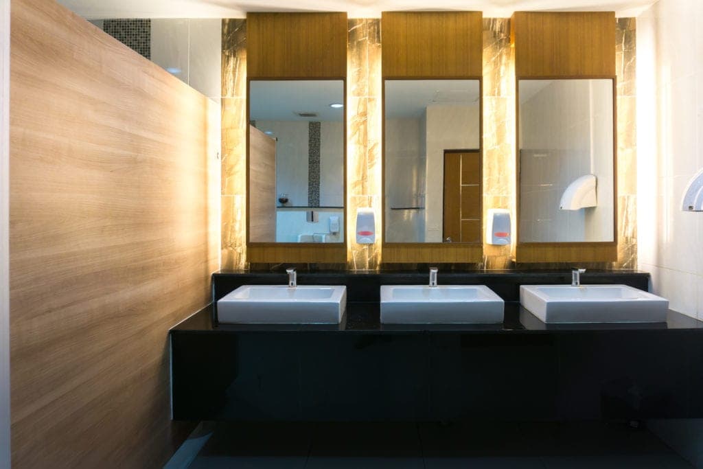Commercial-grade bathroom materials and finishes
